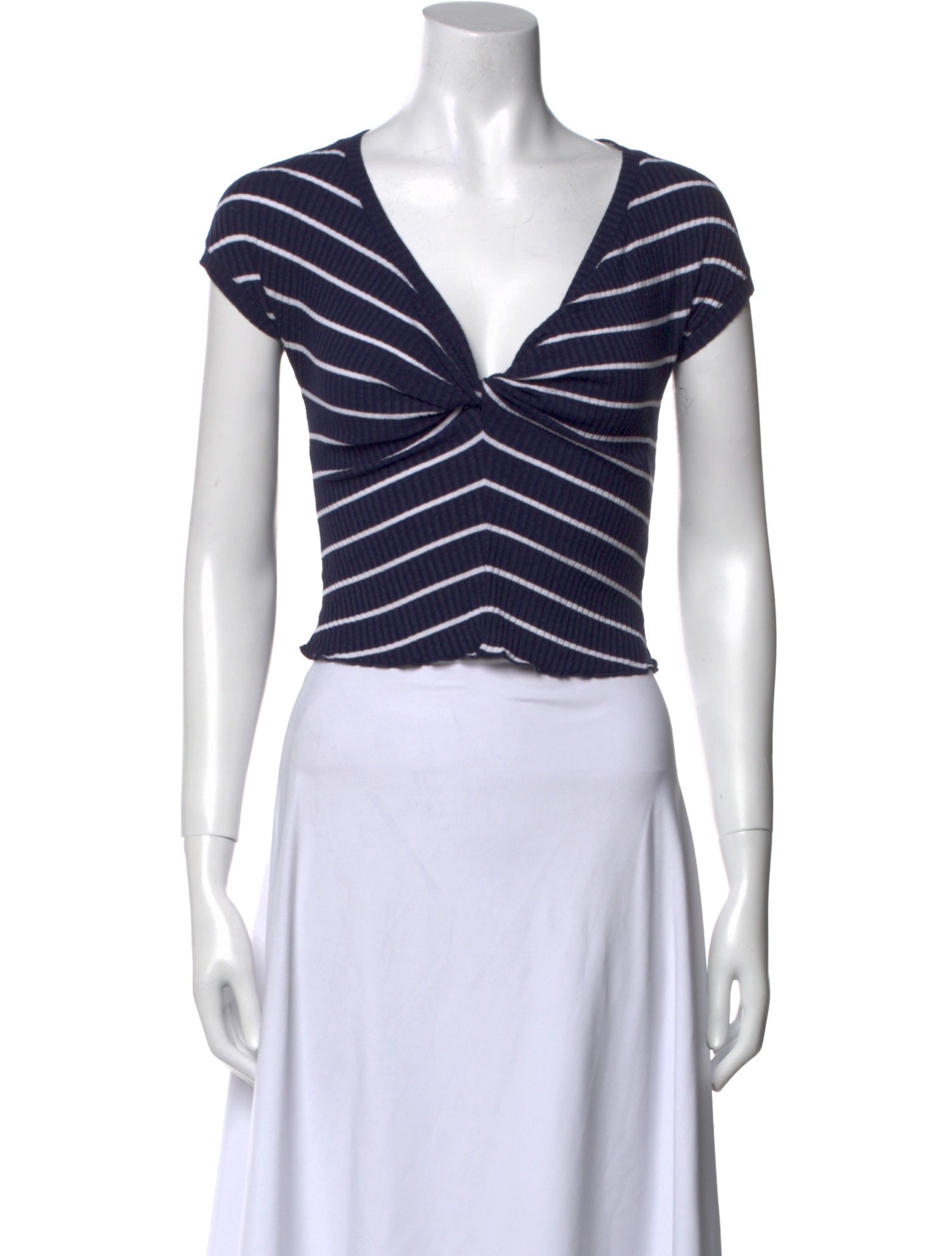 A.L.C. Striped V-Neck Crop Top