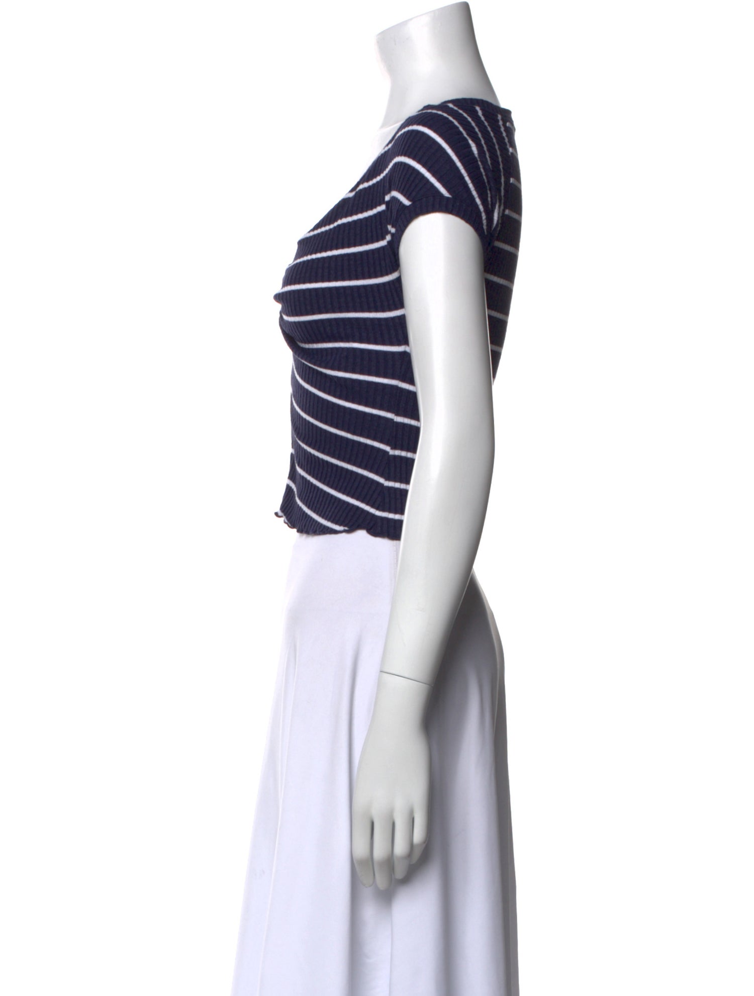 A.L.C. Striped V-Neck Crop Top