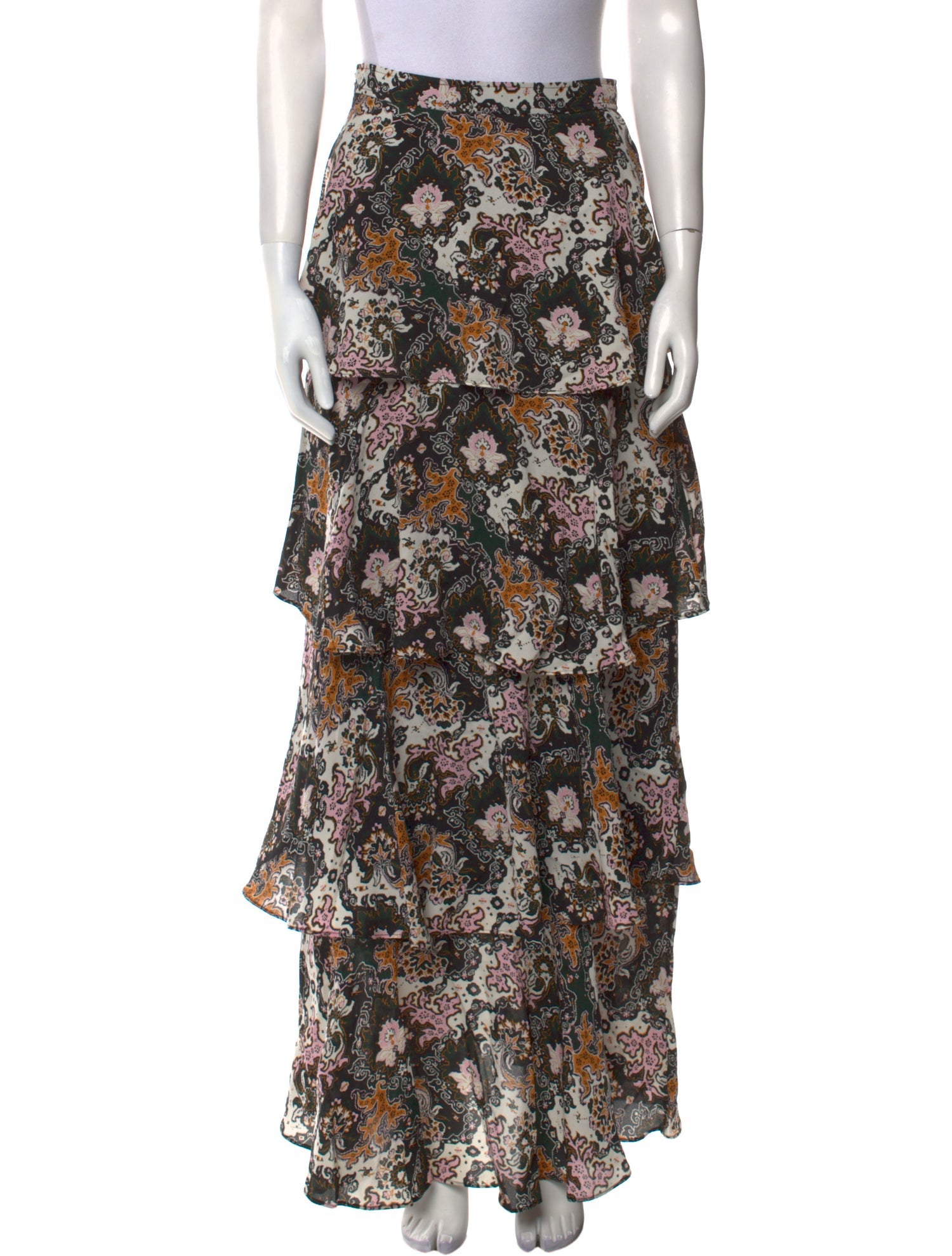 A.L.C. Silk Midi Length Skirt