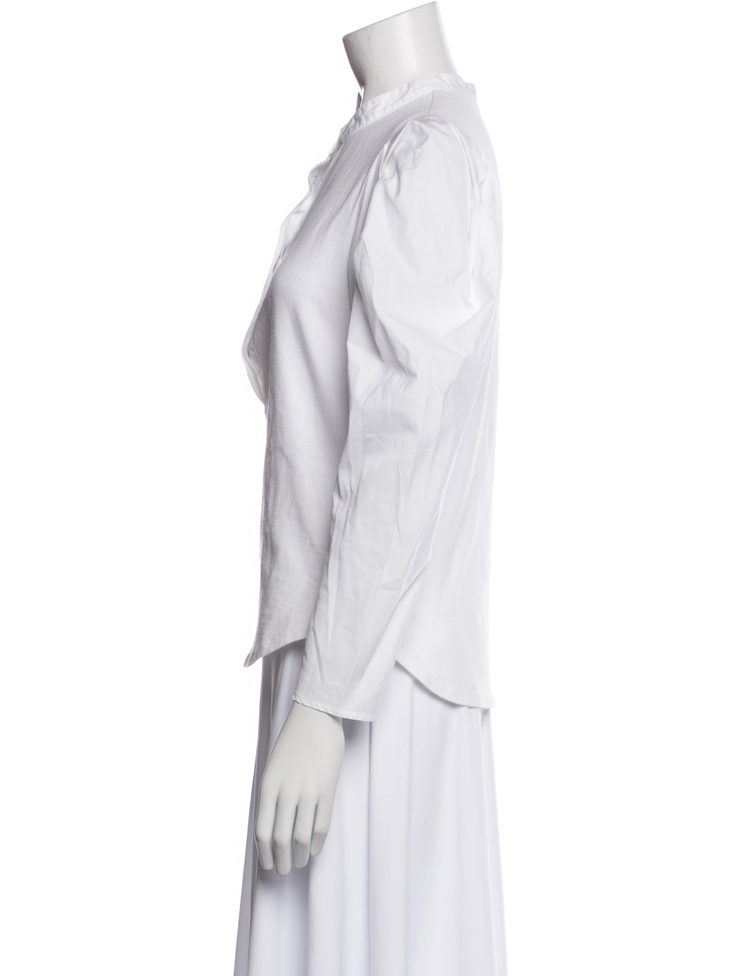 A.L.C. Mock Neck Long Sleeve Button-Up Top