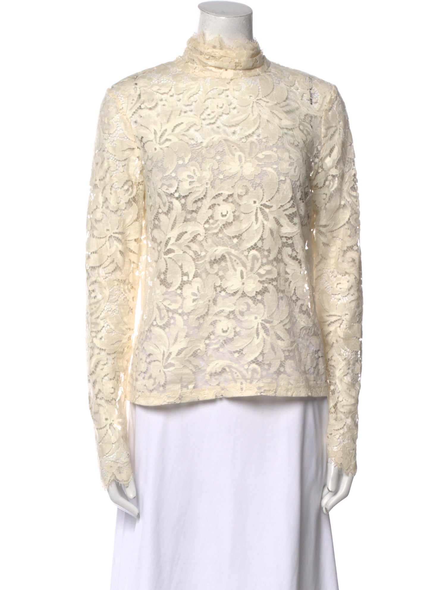 A.L.C. Lace Pattern Mock Neck Blouse