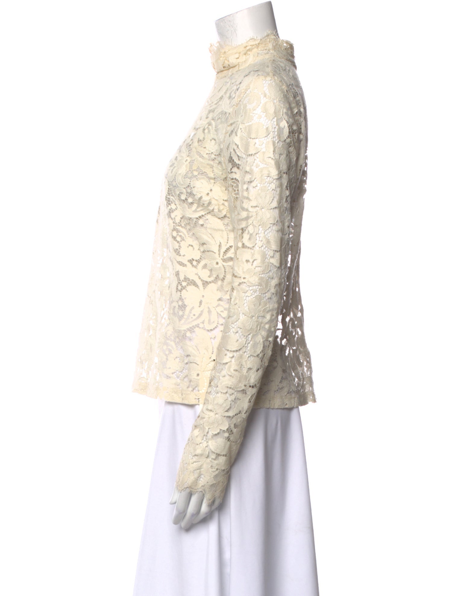 A.L.C. Lace Pattern Mock Neck Blouse