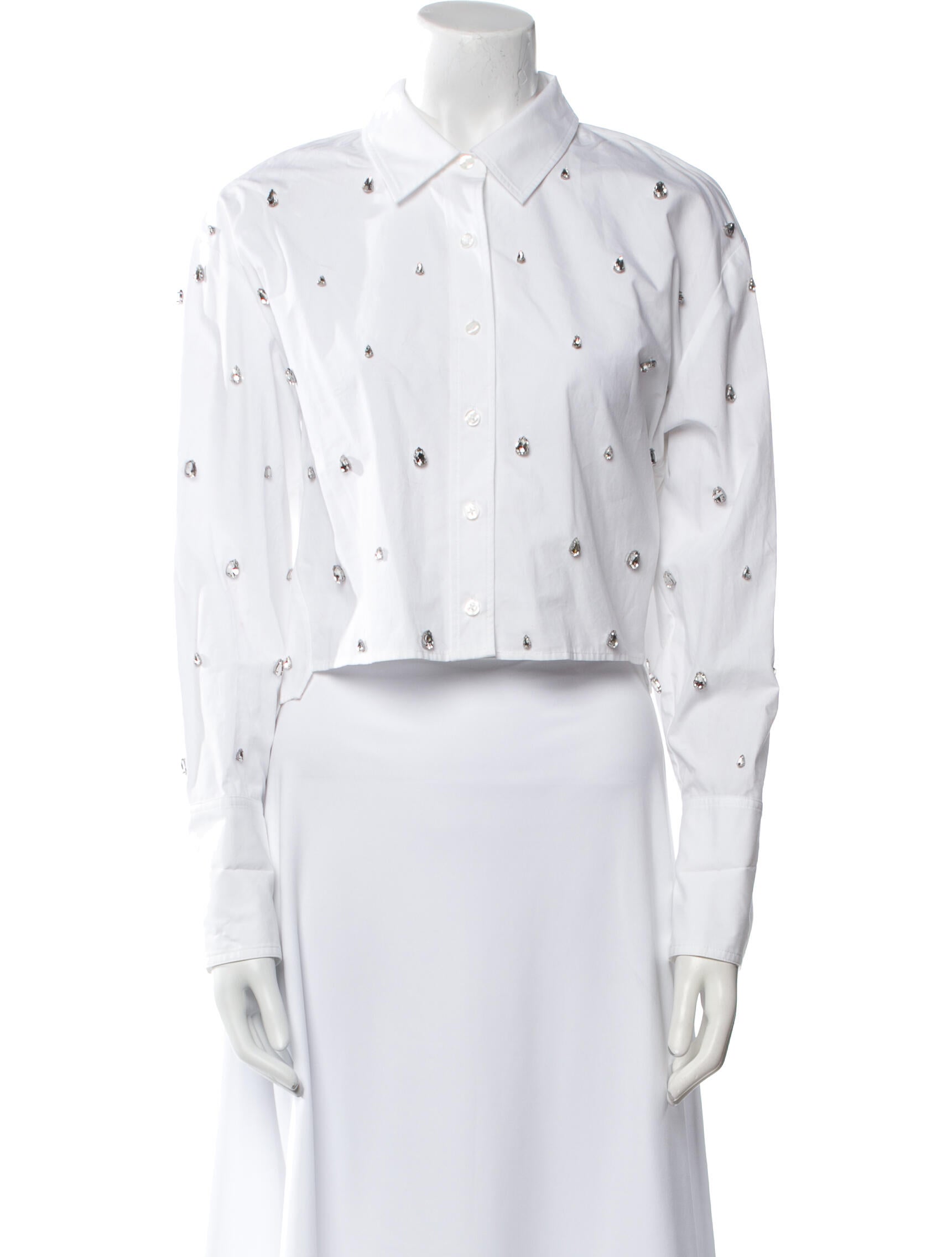 A.L.C. Printed Long Sleeve Crop Top