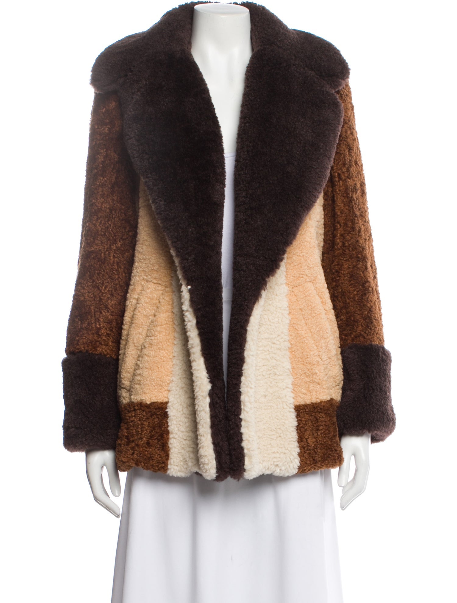 A.L.C. Colorblock Pattern Faux Fur Jacket