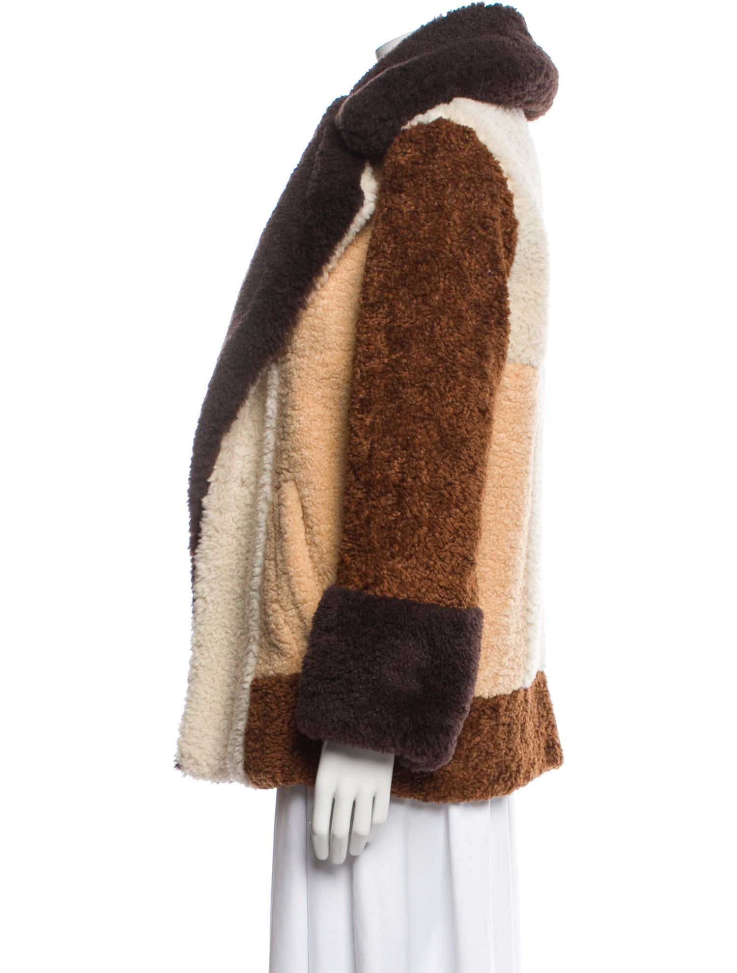 A.L.C. Colorblock Pattern Faux Fur Jacket