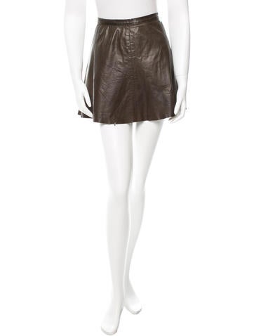 A.L.C. Leather A-line Skirt