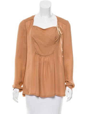 A.L.C. Long Sleeve Pleated Blouse