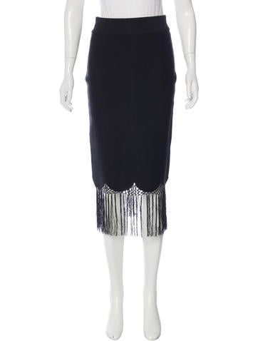 A.L.C. Fringe-Trimmed Knee-Length Skirt