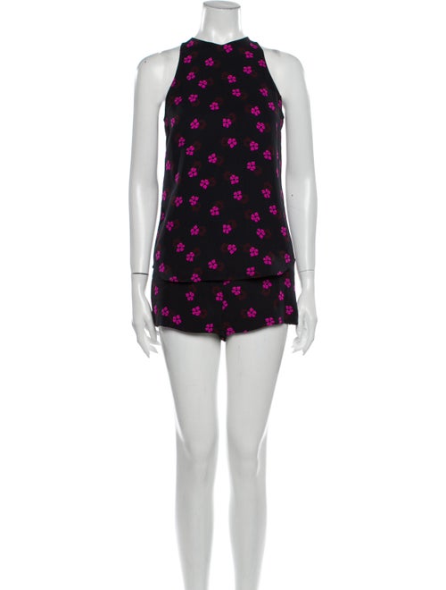 A.l.c. Silk Floral Print Short Set Black