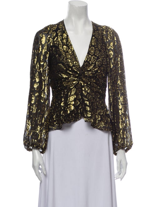 A.l.c. Silk Animal Print Blouse Black