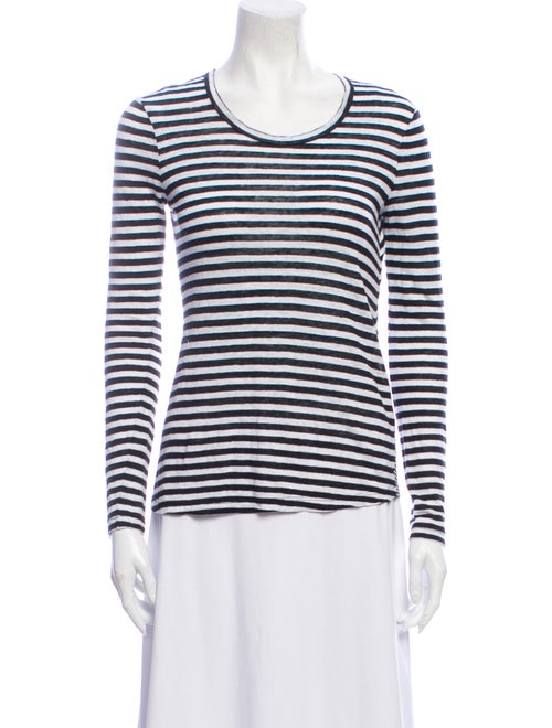 A.l.c. Linen Striped T-Shirt Black