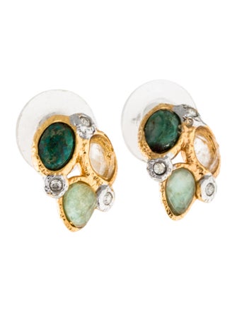 Alexis Bittar Mosaic Kiwi Cluster Stud Earrings