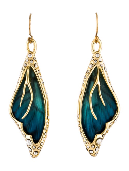 Alexis Bittar Lucite & Crystal Butterfly Wing Drop Earrings