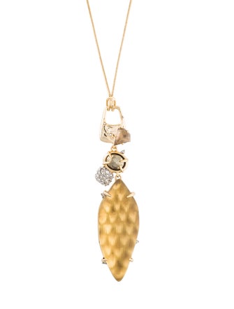 Alexis Bittar Lucite & Pyrite Pendant Necklace