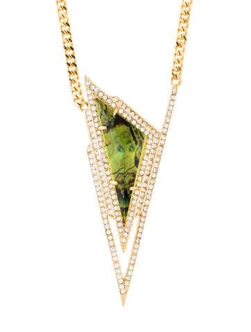 Alexis Bittar Abalone & Crystal Pyramid Spike Pendant Necklace