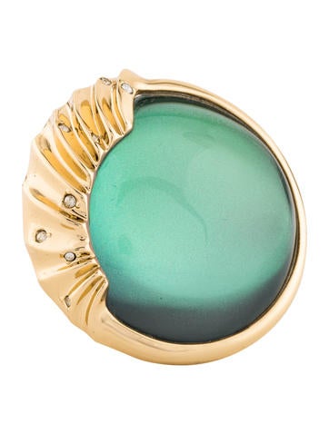 Alexis Bittar Crystal Studded Sculptural Sphere Cocktail Ring Size