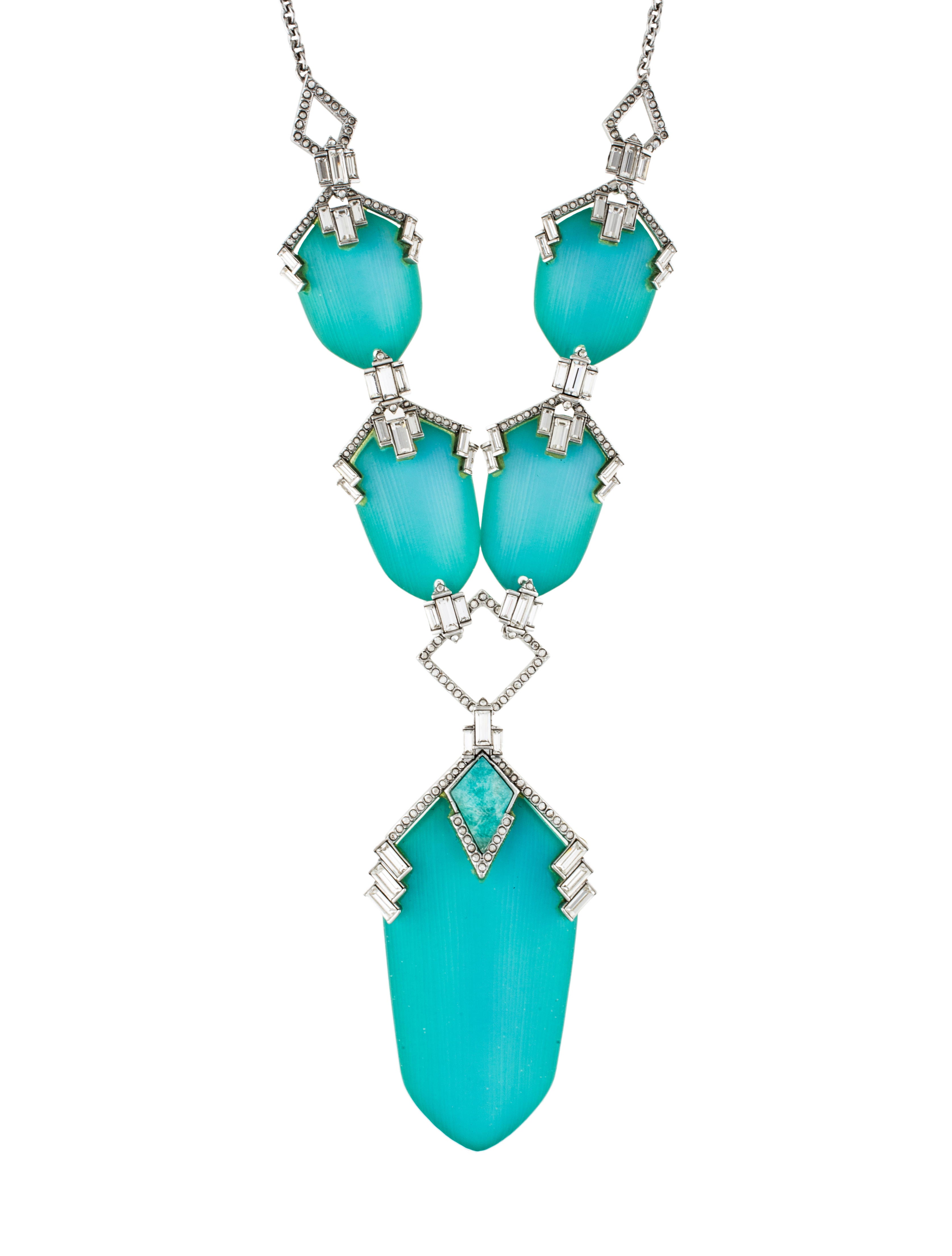 Alexis Bittar Coral Deco Long Bib Necklace