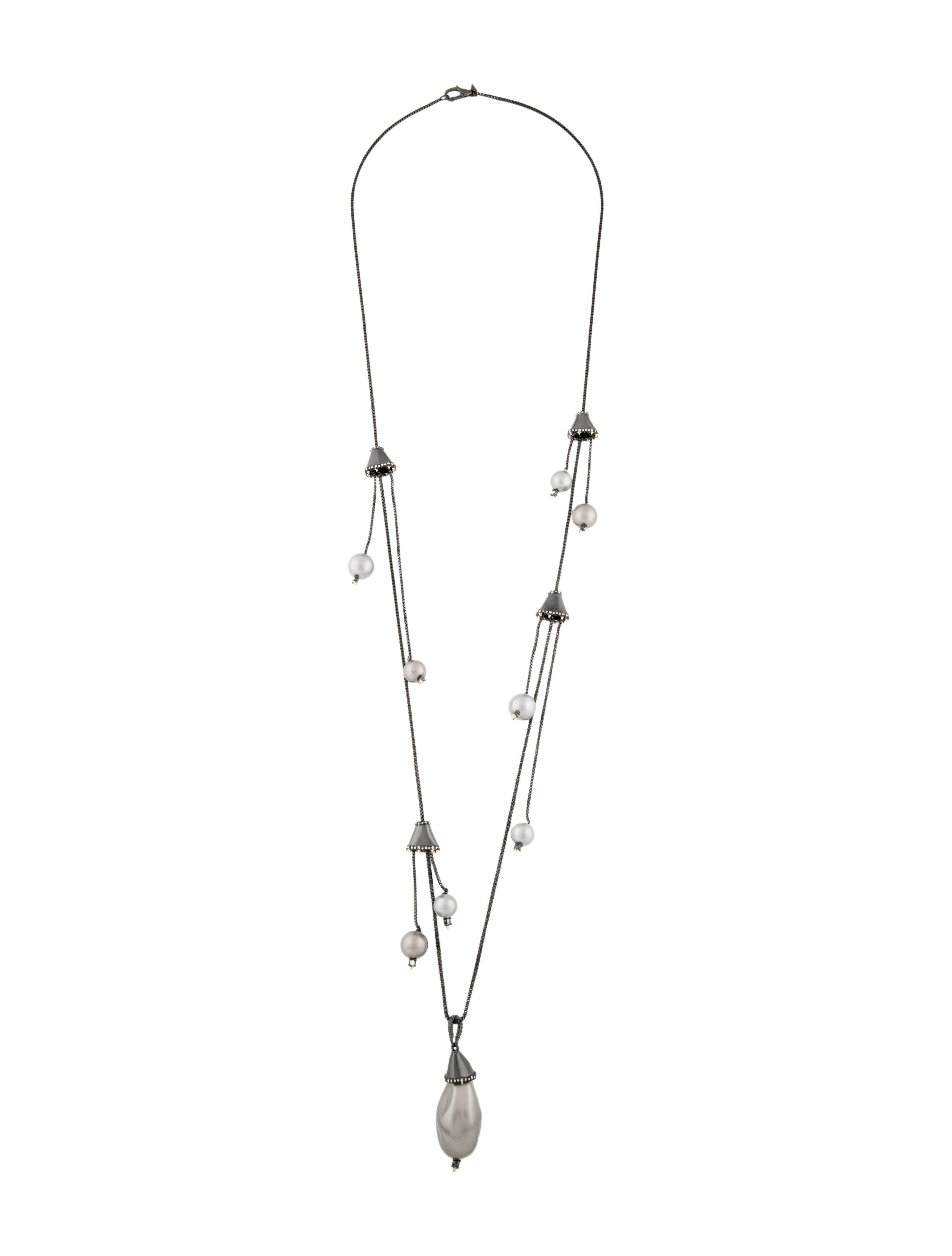 Alexis Bittar Crystal & Faux Pearl Vanitas Drop Station Necklace