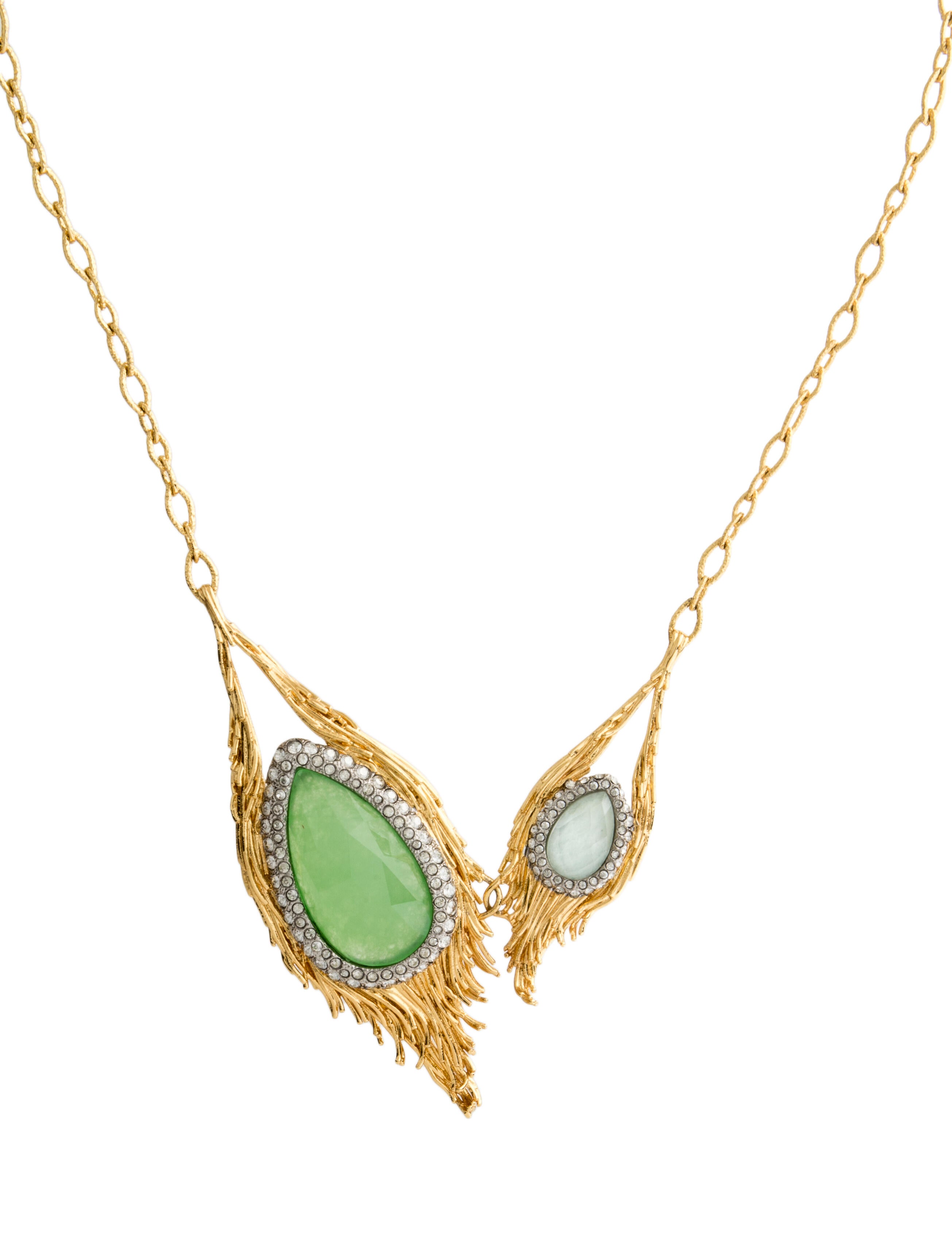 Alexis Bittar Crystal Maldivian Linked Feather Necklace