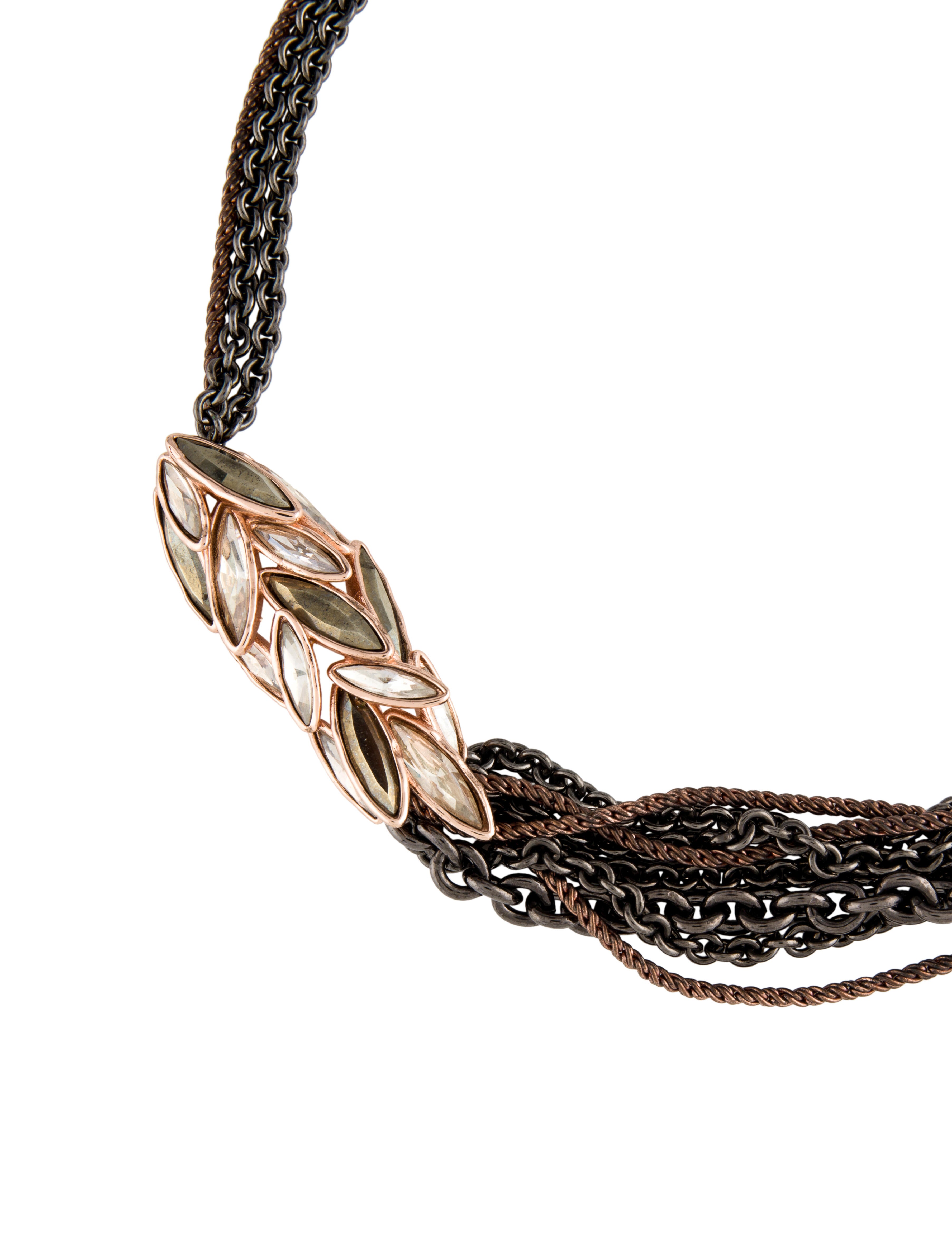 Necklace 18K TwoTone Diamond Clover Collar Necklace Gold, 18K Yellow Gold Collar, Necklaces