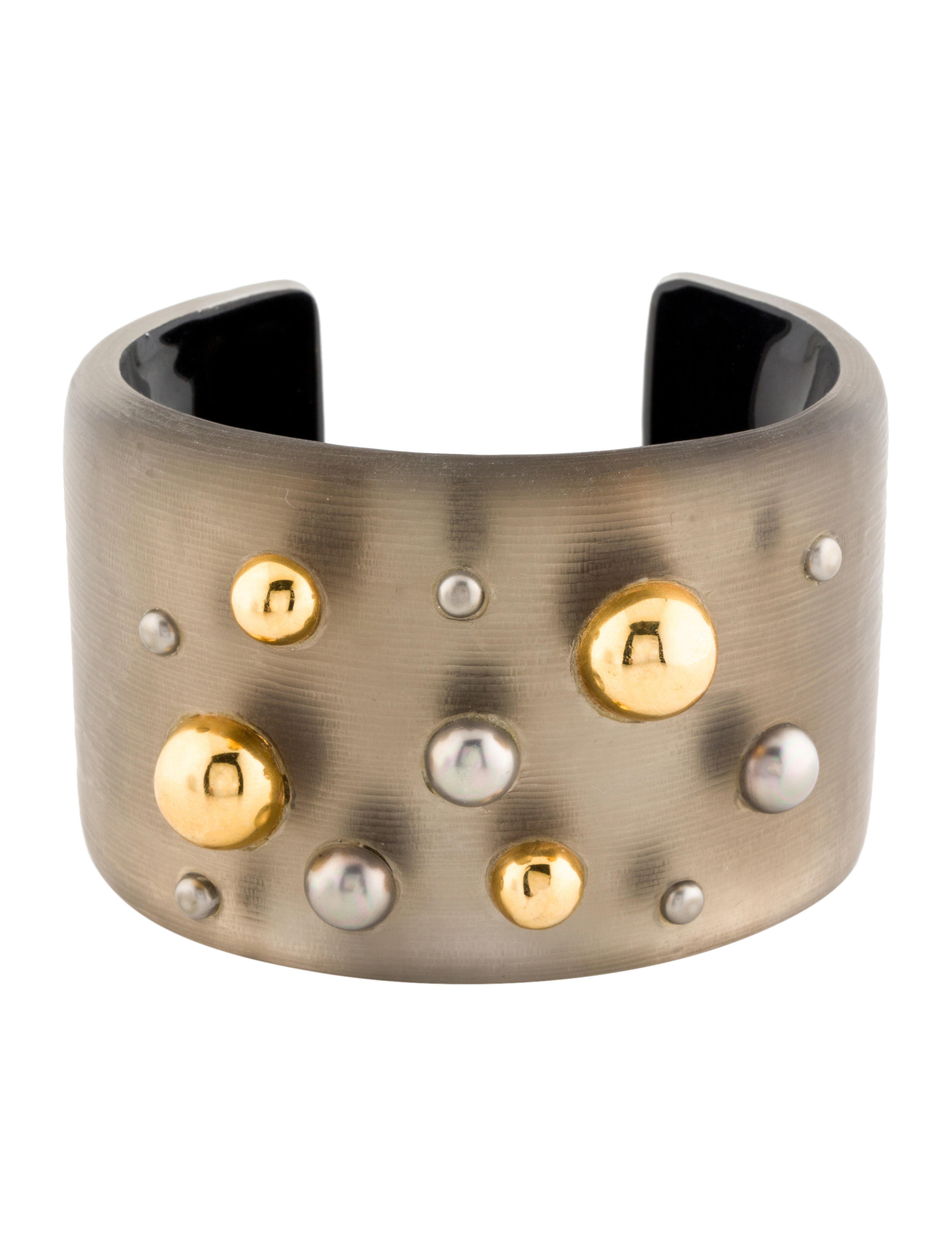 Alexis Bittar Faux Pearl & Lucite Studded Wide Cuff