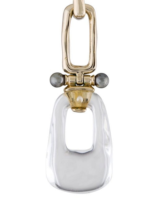 Alexis Bittar Faux Pearl & Lucite Hinged Link Drop Earrings