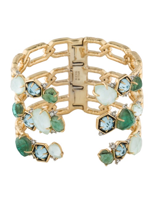 Alexis Bittar Mother of Pearl Doublet & Crystal Mosaic Bypass Hinged Cuff