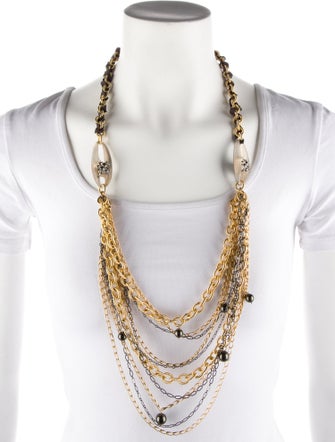 Alexis Bittar Pearl, Crystal & Lucite Multistrand Necklace