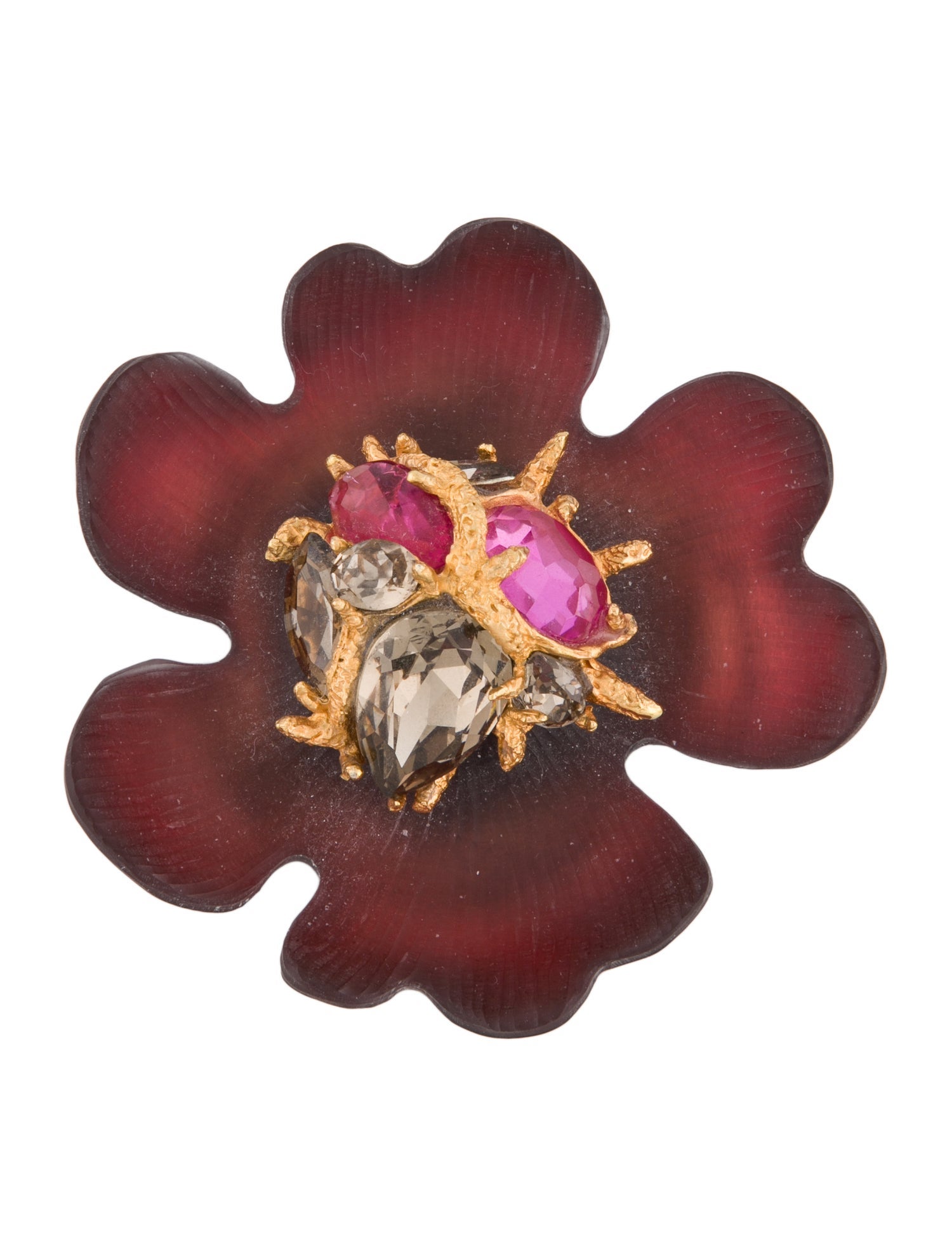 Alexis Bittar Lucite & Crystal Flower Brooch