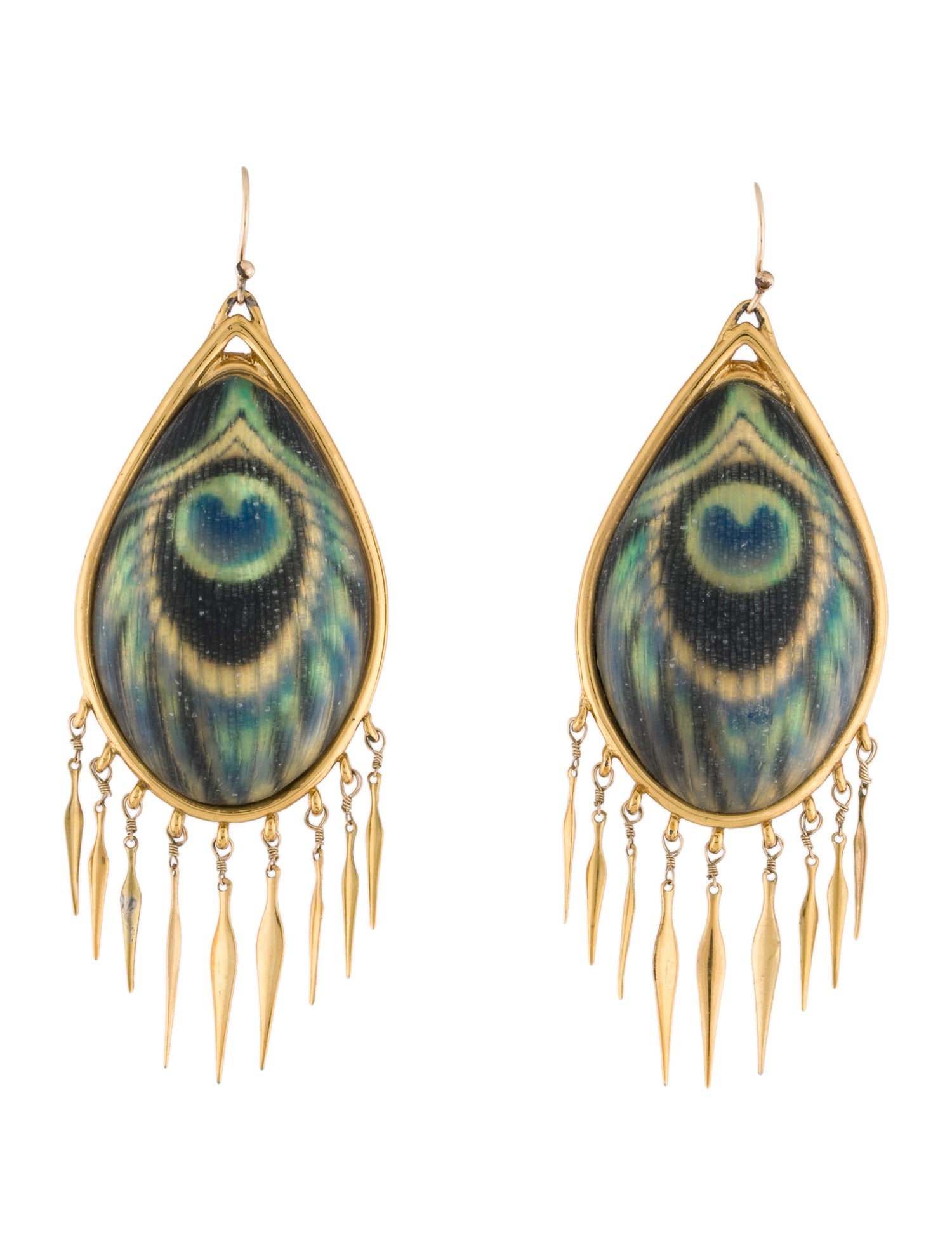 Alexis Bittar Lucite Peacock Fringed Drop Earrings