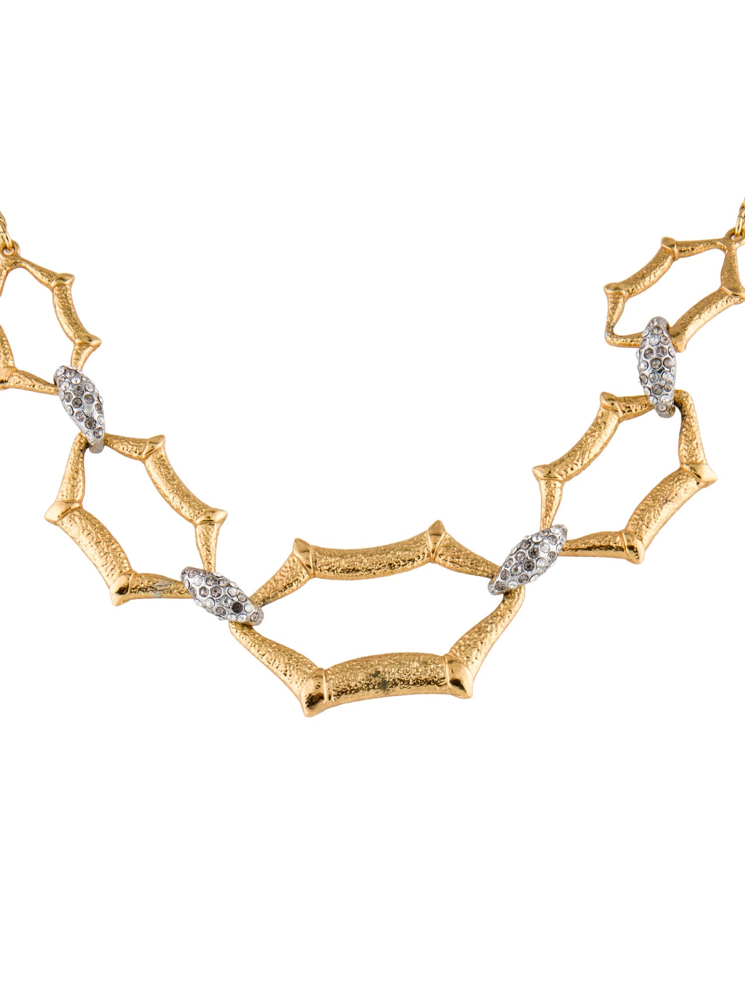 Alexis Bittar Crystal Bamboo Link Necklace