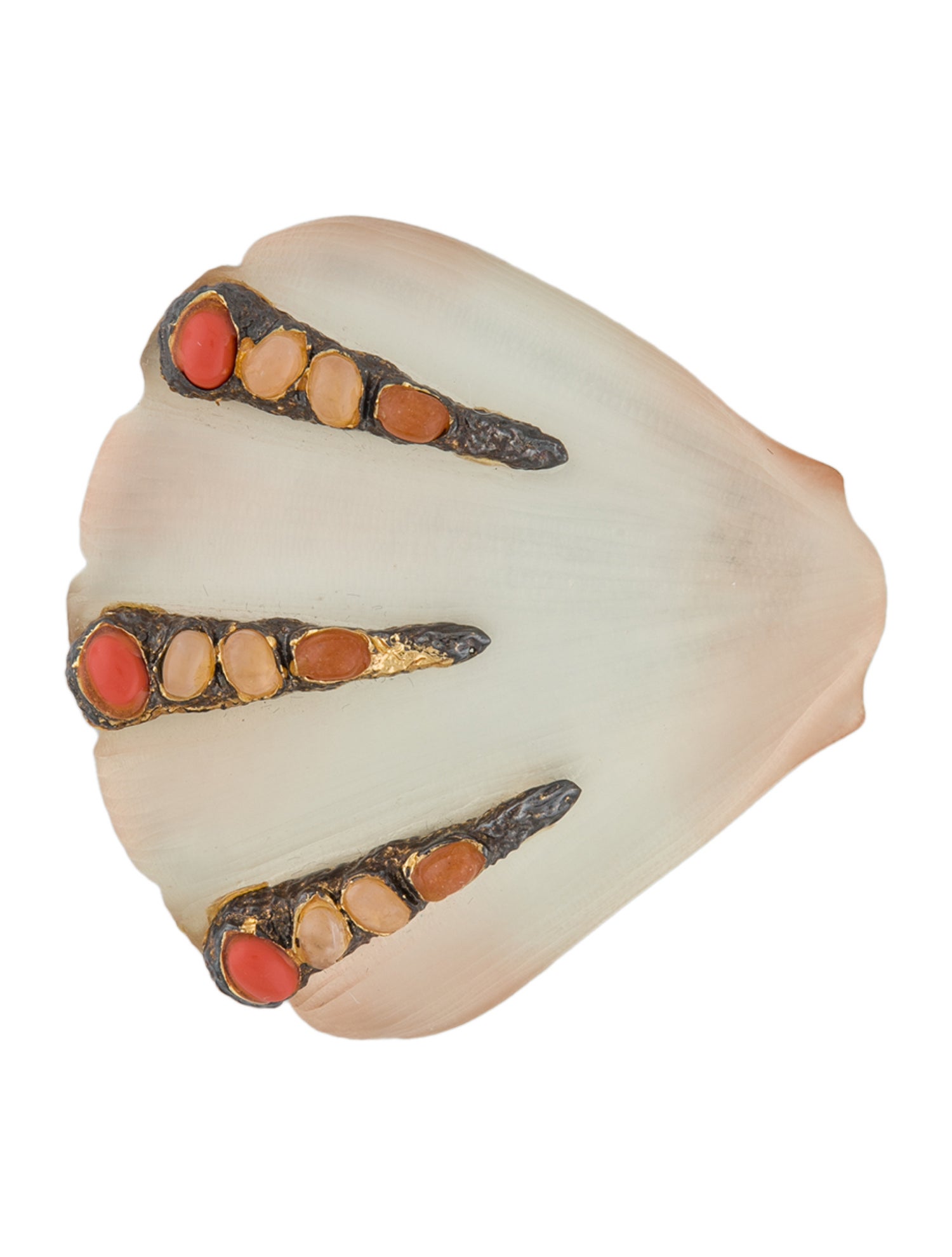 Alexis Bittar Lucite & Beaded Shell Brooch Pin