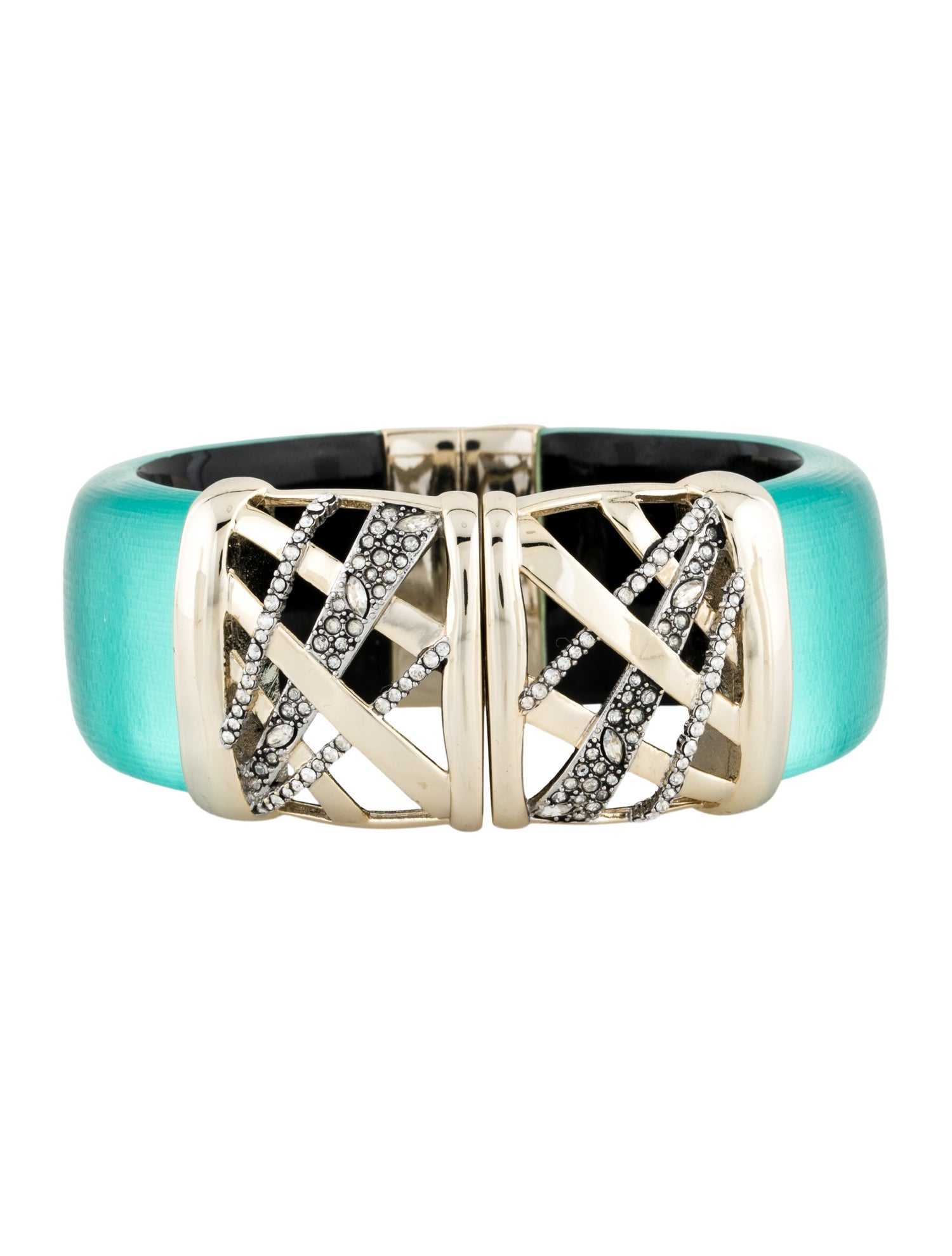 Alexis Bittar Lucite & Crystal Hinged Bangle Bracelet