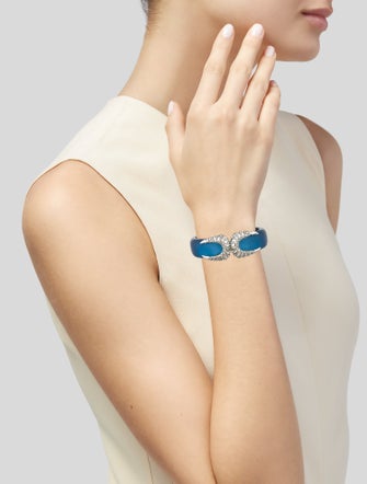 Alexis Bittar Lucite & Crystal Hinge Bangle Bracelet