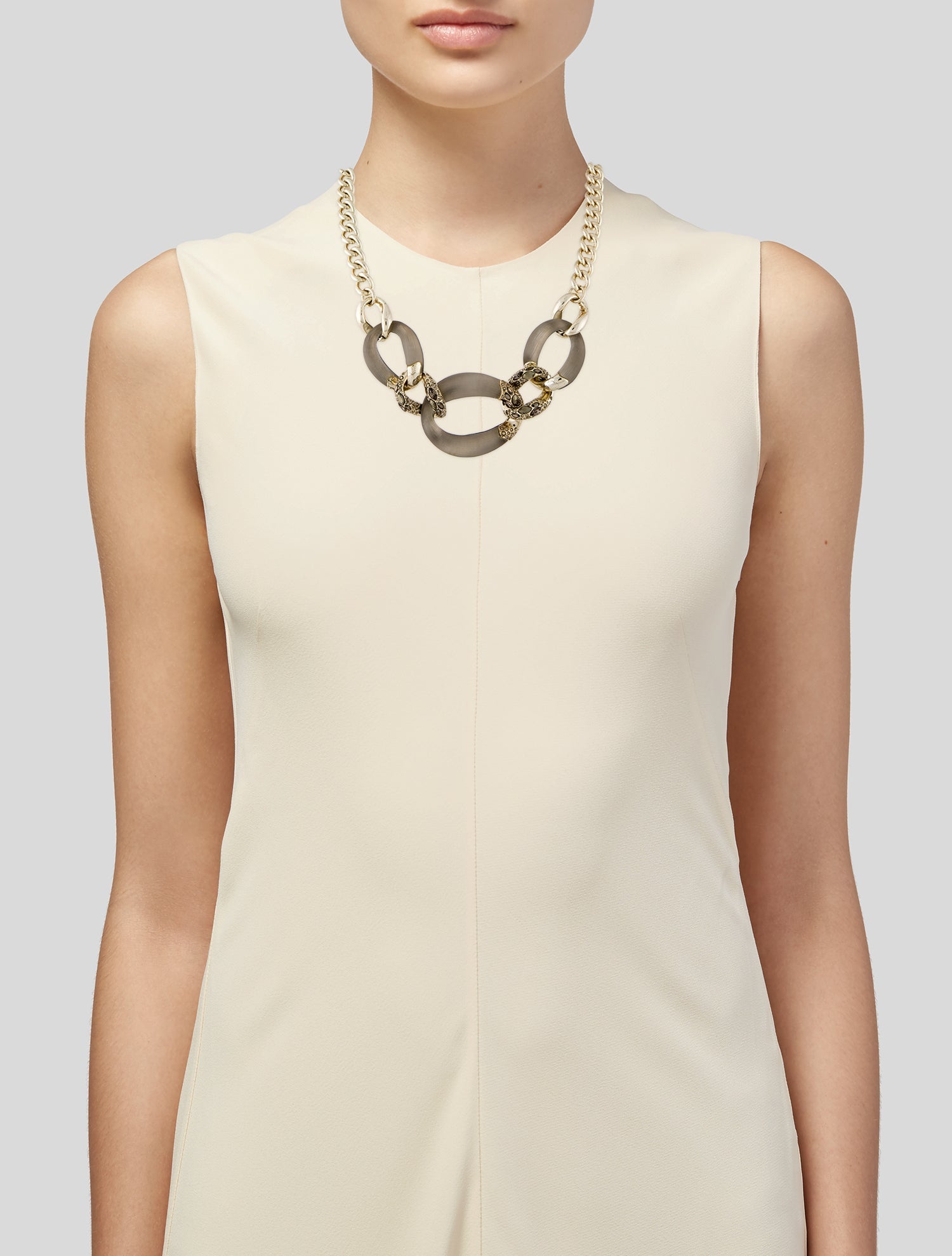 Alexis Bittar Lucite & Crystal Link Chain Necklace