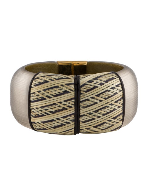 Alexis Bittar Wicker & Lucite Hinge Bangle
