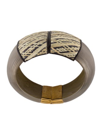 Alexis Bittar Wicker & Lucite Hinge Bangle