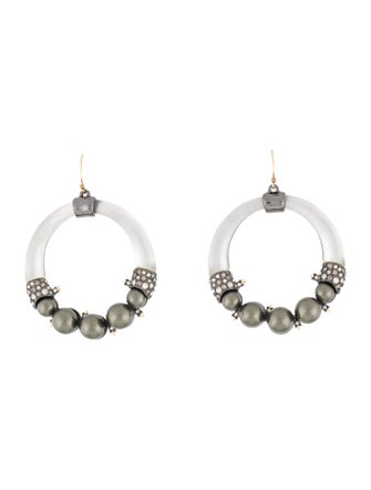 Alexis Bittar Lucite, Crystal & Faux Pearl Hoop Earrings