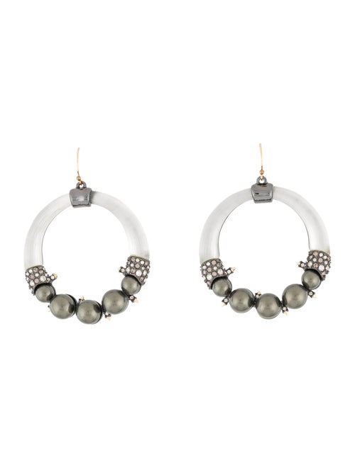 Alexis Bittar Lucite, Crystal & Faux Pearl Hoop Earrings