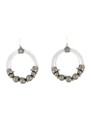 Alexis Bittar Hoop Lucite, Crystal & Faux Pearl Earrings