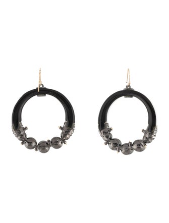 Alexis Bittar Lucite, Crystal & Faux Pearl Hoop Earrings