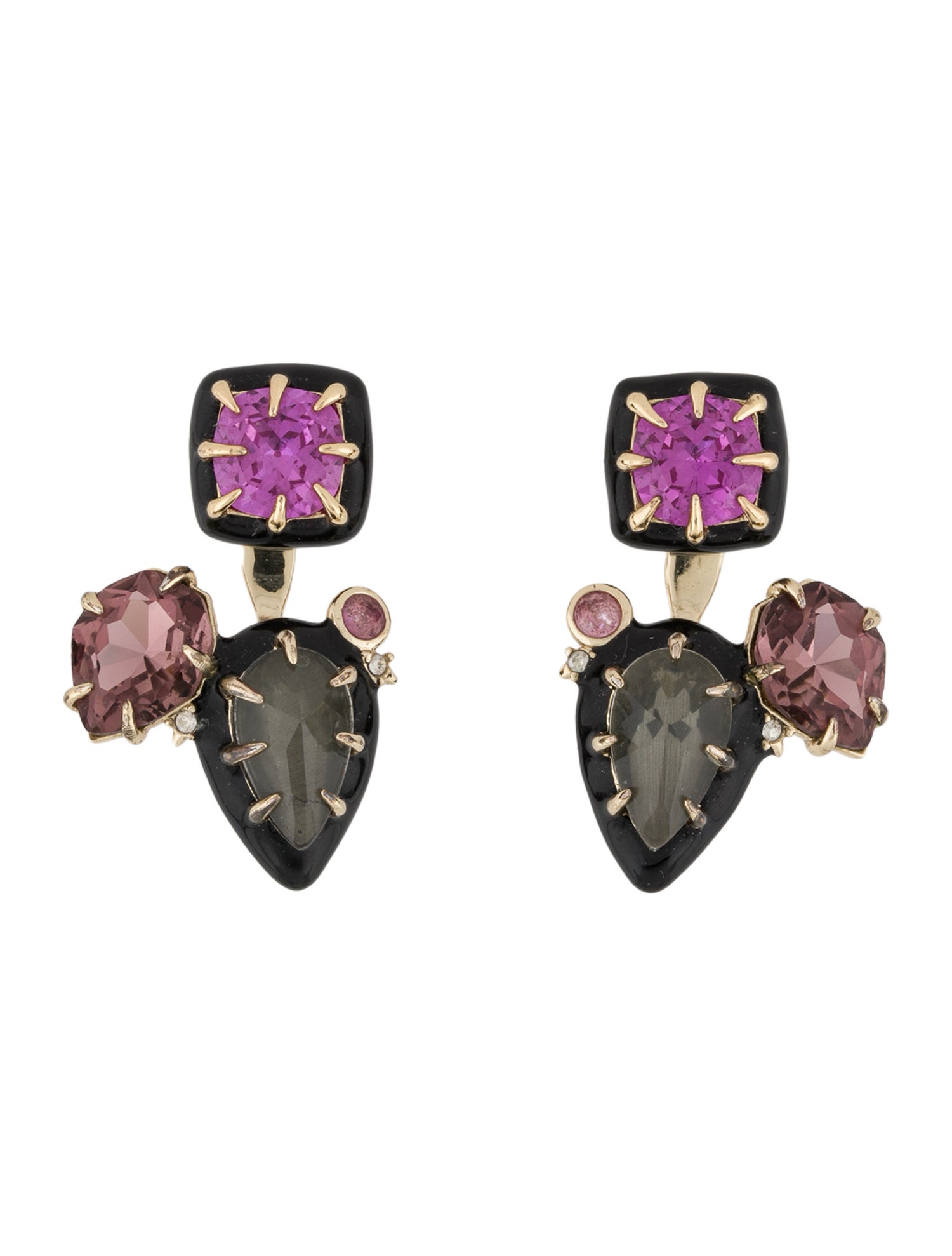 Alexis Bittar Crystal & Enamel Stud & Ear Jacket Earrings
