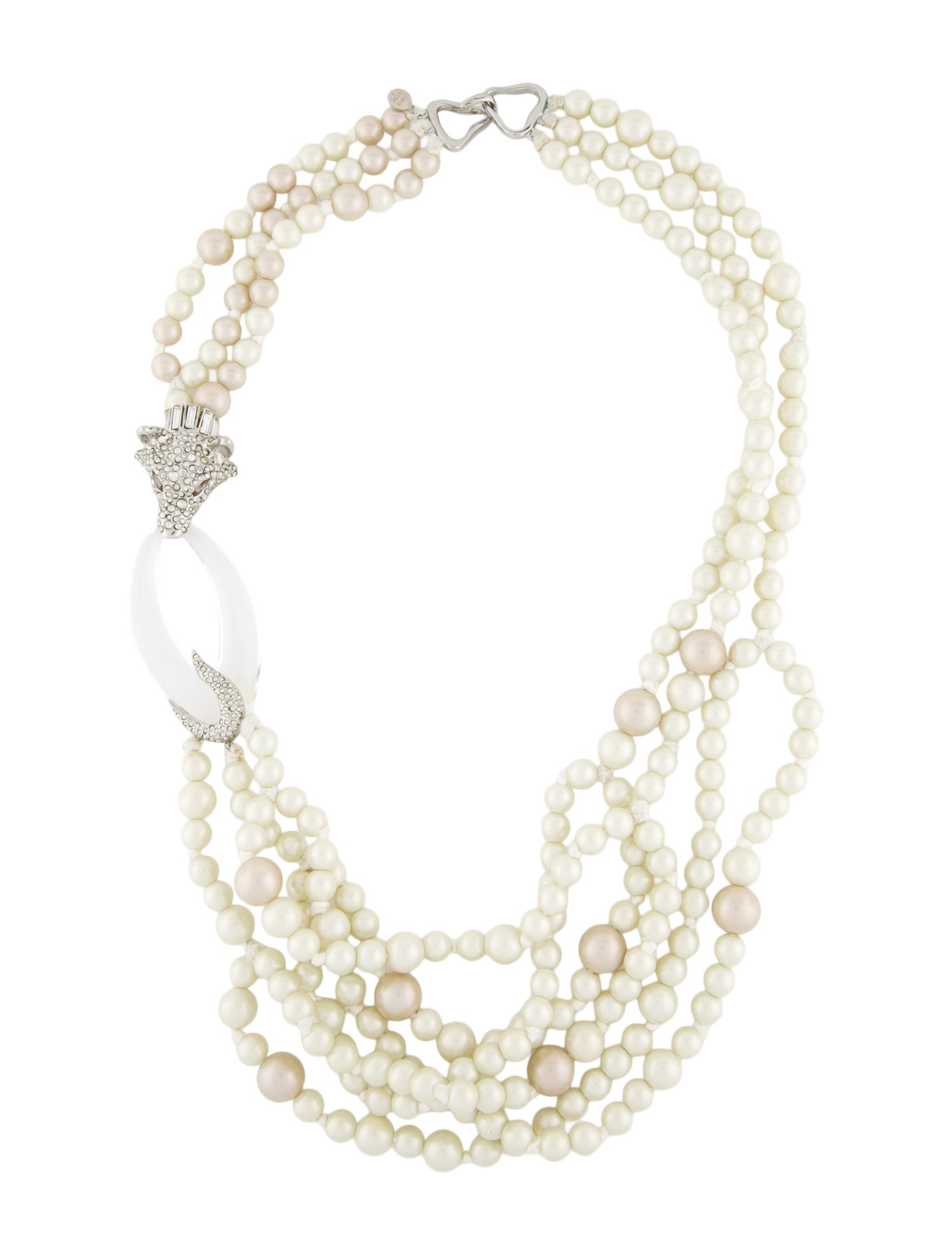 Alexis Bittar Faux Pearl, Lucite & Crystal Fox Multistrand Necklace