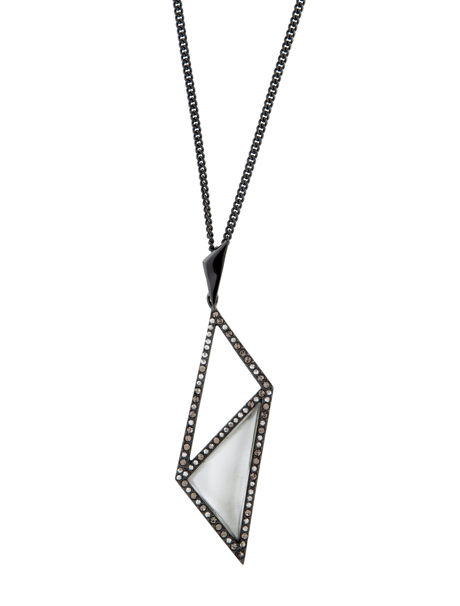 Alexis Bittar Crystal & Lucite Iridescent Abstract Long Pendant Necklace