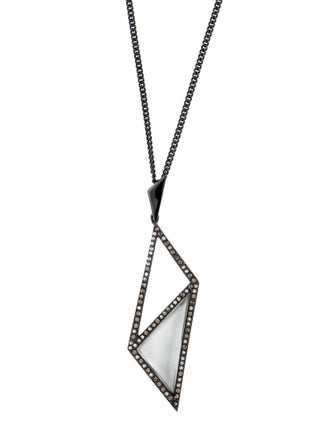 Alexis Bittar Crystal & Lucite Iridescent Abstract Long Pendant Necklace