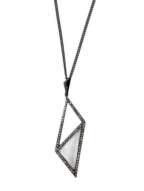 Alexis Bittar Crystal & Lucite Iridescent Abstract Long Pendant Necklace