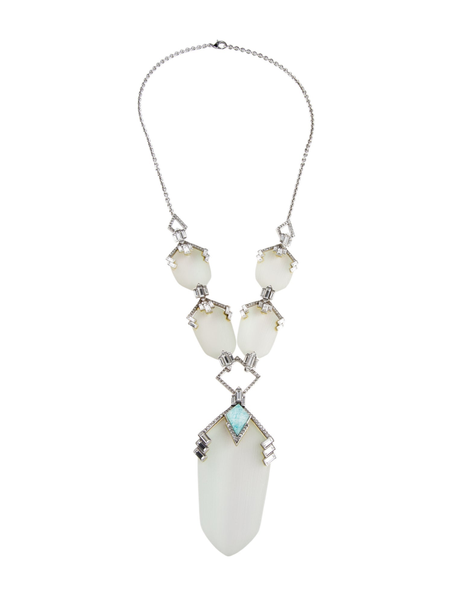 Alexis Bittar Crystal & Lucite Deco Long Bib Necklace