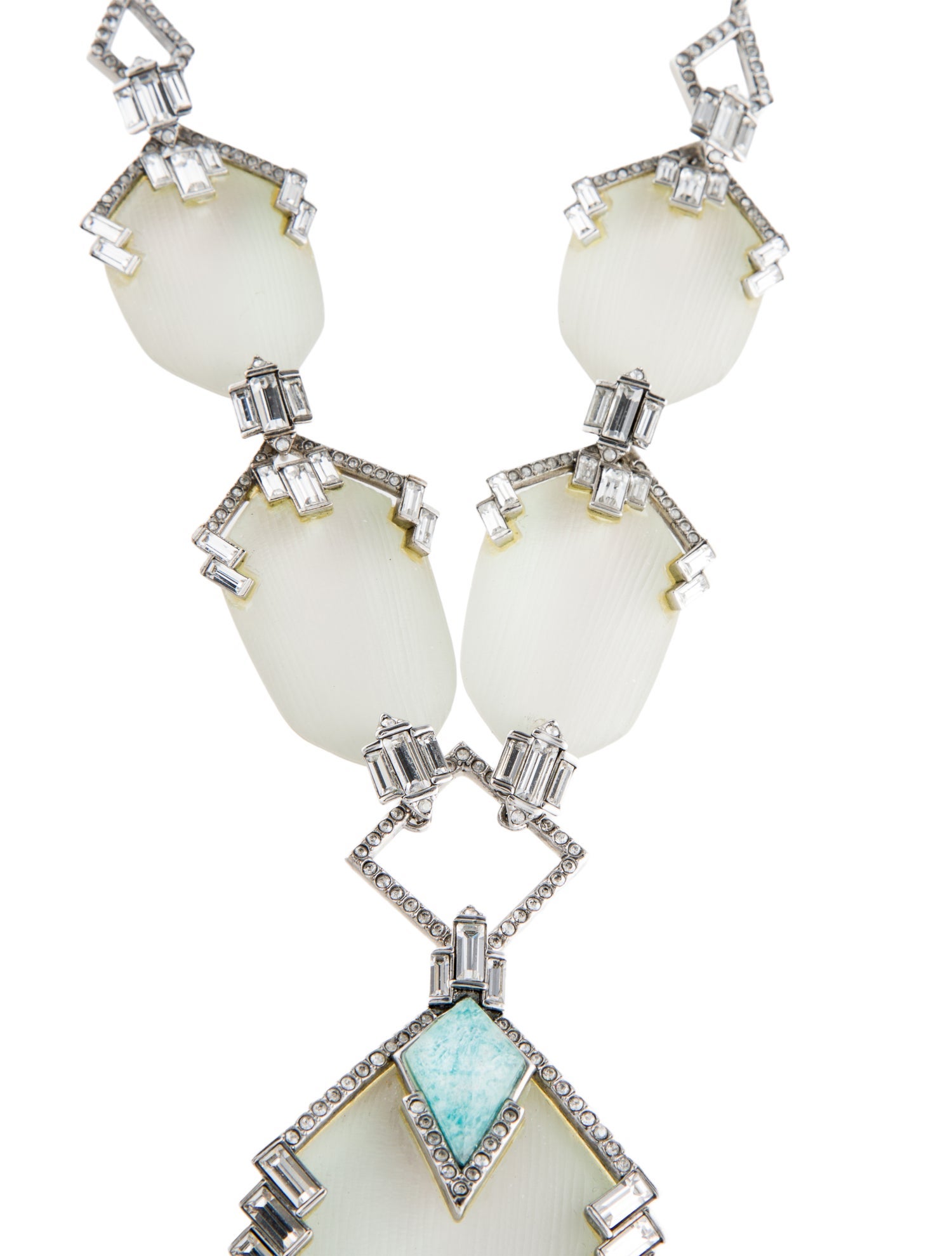 Alexis Bittar Crystal & Lucite Deco Long Bib Necklace
