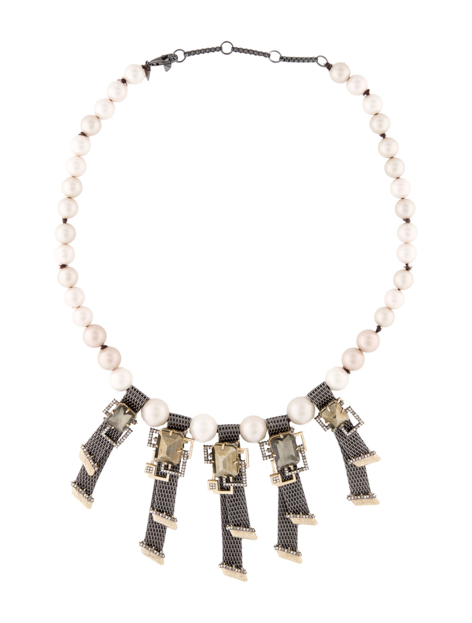 Alexis Bittar Faux Pearl & Crystal Collar Necklace