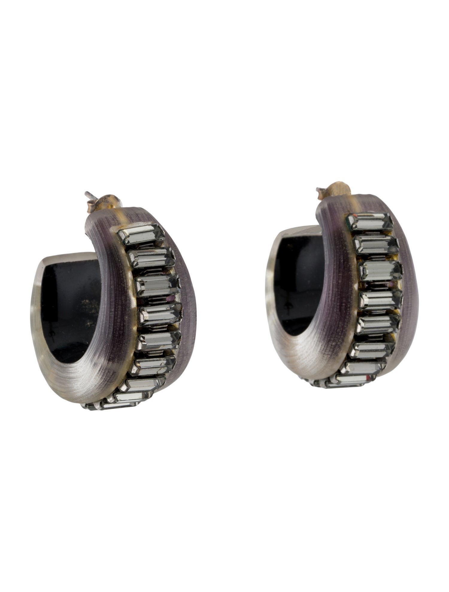 Alexis Bittar Crystal & Lucite Hoop Earrings